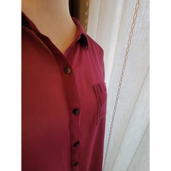 Halogen Sheer Long Button‎ Up Tunic Cover Up Magenta Medium - Picture 1 of 7